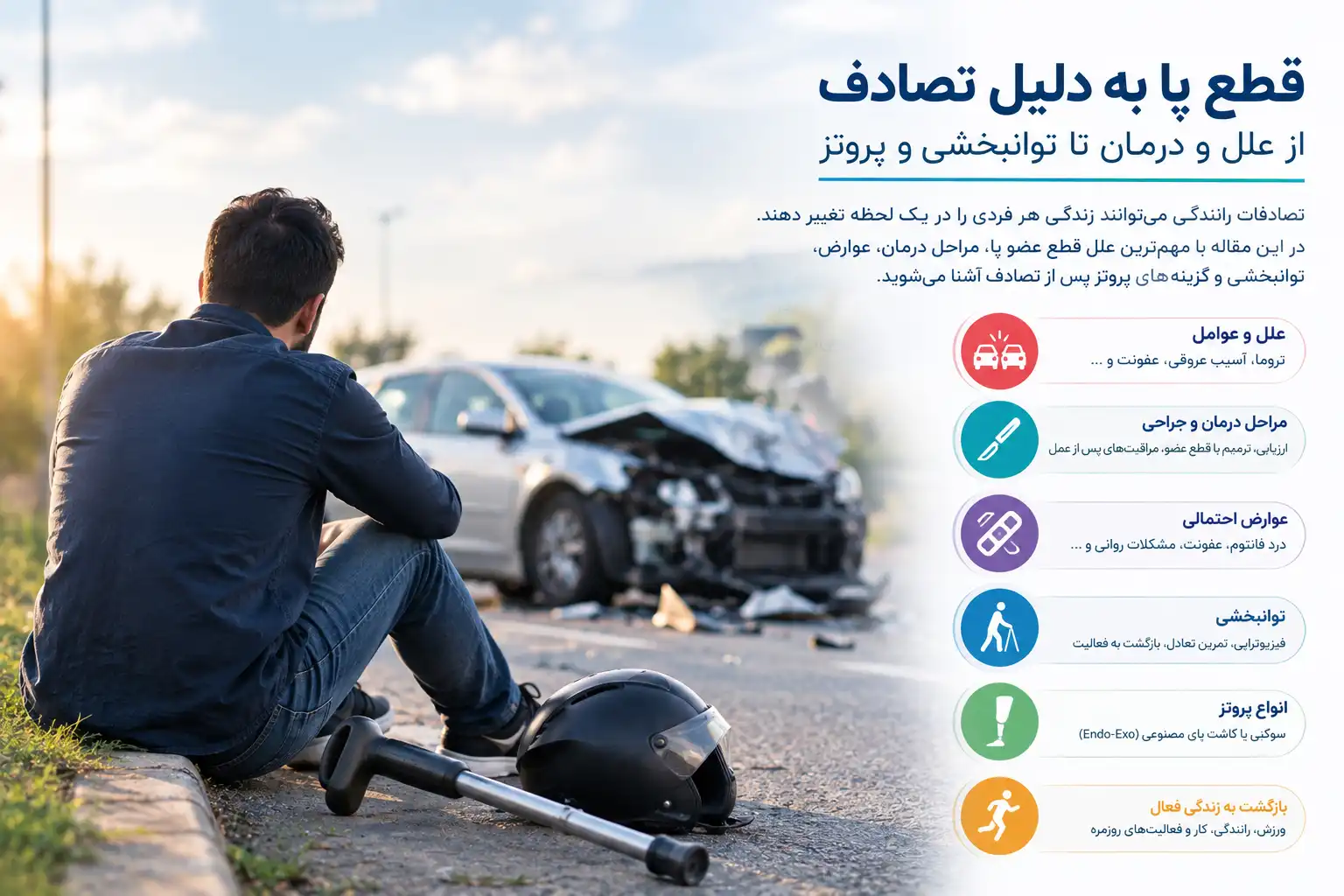 قطع پا بر اثر تصادف